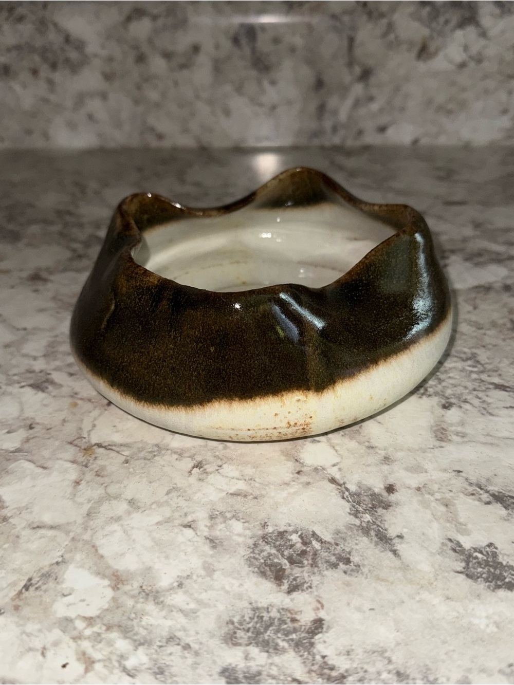Vintage Glazed ceramic pottery dish trinket bowl
